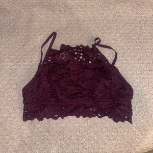 Lace Halter Bralette in Maroon